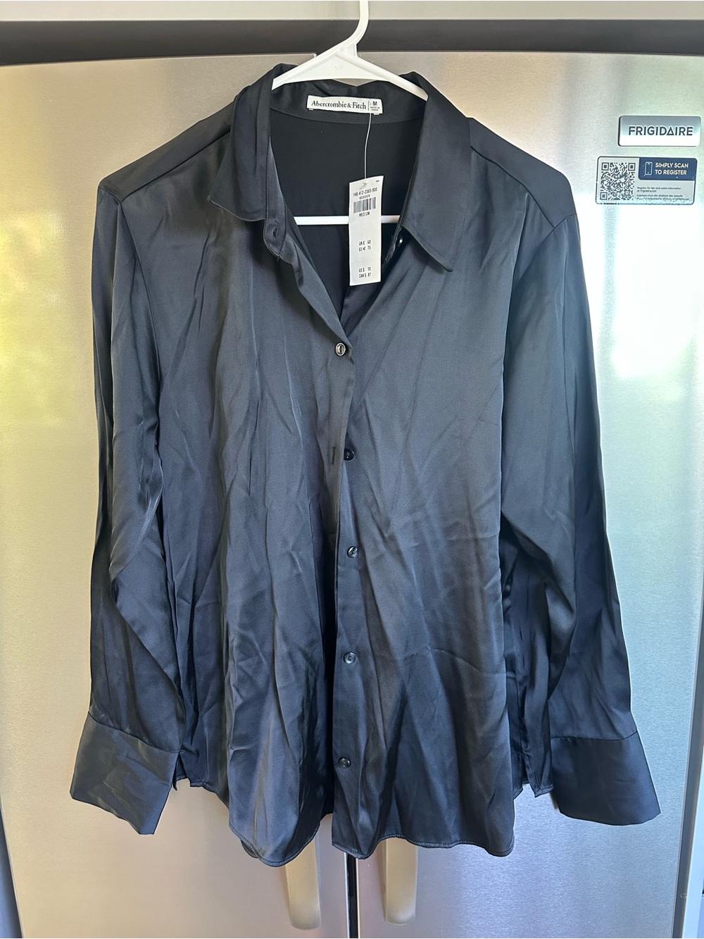 Abercrombie & Fitch Black Satin Collared Shirt